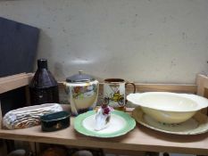Mixed lot comprising a Wilkinsons biscuit barrel, various other ceramics, small oil can etc