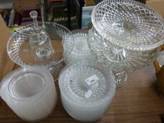 Mixed Lot: Glass pedestal bowls, glass plates etc