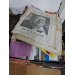 One box of vintage newspapers and various assorted ephemera