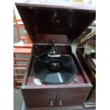 Vintage hardwood cased HMV gramophone