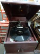 Vintage hardwood cased HMV gramophone