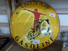 Enamel Indian Spirit Gasoline sign