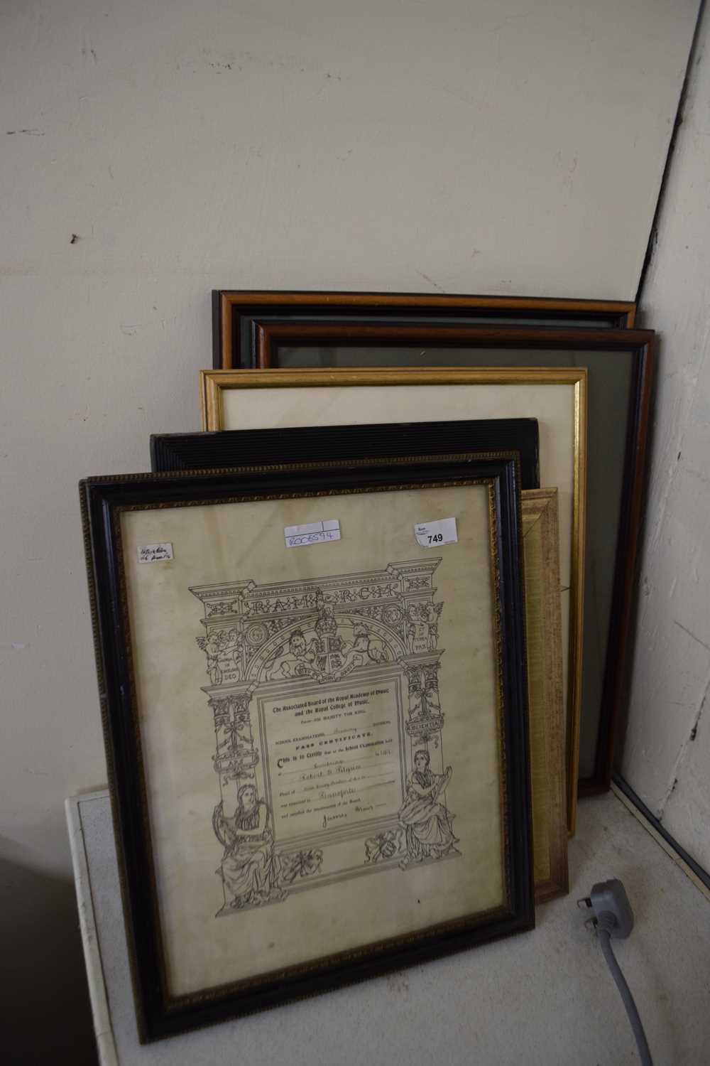 Mixed Lot: Royal Academy of Music framed certificate plus floral studies, coloured print The Poacher