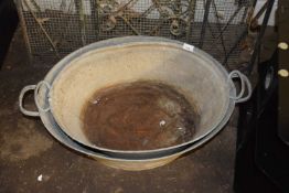 Two large galvanised iron baths