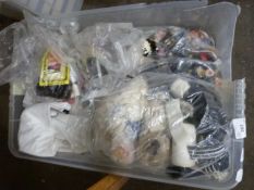 One box of various sewing supplies