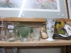 Mixed Lot: Various glass wares, model dove, cockerel letter rack and other items