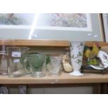 Mixed Lot: Various glass wares, model dove, cockerel letter rack and other items