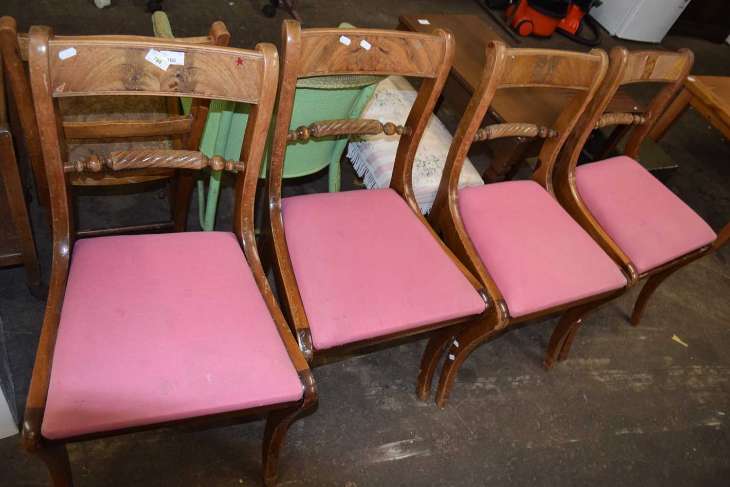 Set of four mahogany dining chairs