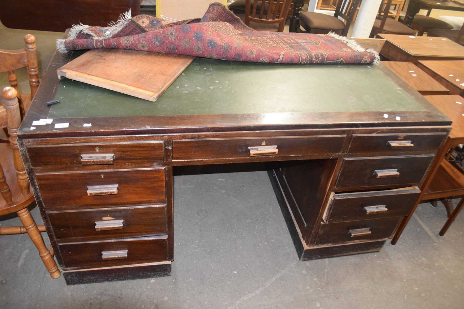 20th Century twin pedestal office desk, 151cm wide