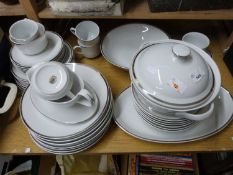 Quantity of modern Bohemian silver rimmed dinner wares