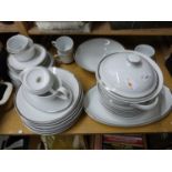 Quantity of modern Bohemian silver rimmed dinner wares