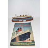 Danbury Mint model of The Titanic together with souvenir magazine of the RMS Queen Mary