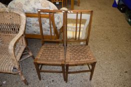 Pair of early 20th Century bedroom chairs with sisal seats