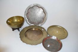 Mixed Lot: Chinese brass bowl, various silver plated trays etc