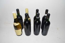 Eight bottles of various wine