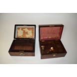 Victorian walnut box with domed lid and mother of pearl inlaid detail together with a further box (