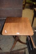 19th Century mahogany wine table with rectangular top over a turned column and tripod base