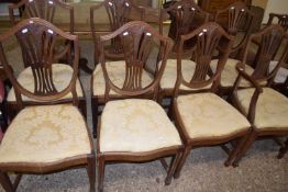 Set of eight mahogany shield back dining chairs