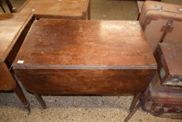 19th Century mahogany Pembroke table on tapering square legs with casters, 90cm wide