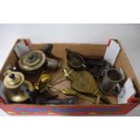 Box of mixed items to include silver plated tea set