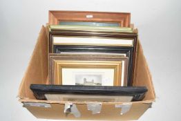 Mixed Lot: Various framed coloured engravings, Churches and country houses mainly local interest