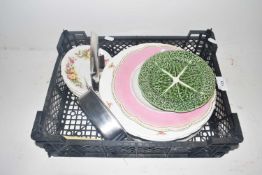 One box of various floral decorated plates and other items