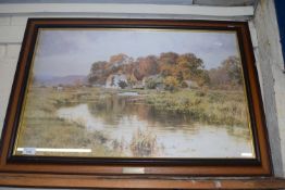 After Wilkins Waite an Autumn Day at the Mill, coloured print, framed and glazed