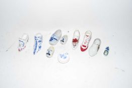 Collection of porcelain shoes