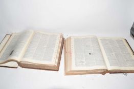 Two volumes, Funk and Wagnalls Standard Dictionary, circa 1900 (worn condition)