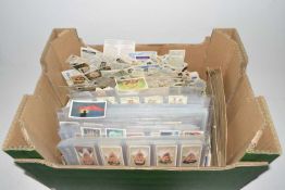 Large box of various assorted cigarette and tea cards