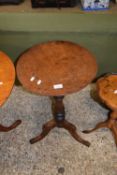 19th Century mahogany wine table with circular top raised on a turned column with tripod base,