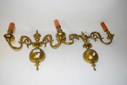 Pair of brass wall sconces