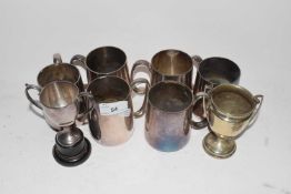 Mixed Lot: Small silver plated tankards, trophies etc