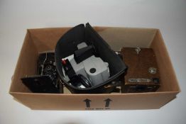 Box of various vintage cameras