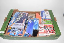 Box of small Meccano and other construction kits