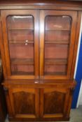 Victorian mahogany bookcase cabinet with glazed top section and cupboard base