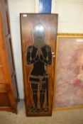 Hardwood panel decorated with a medieval knight