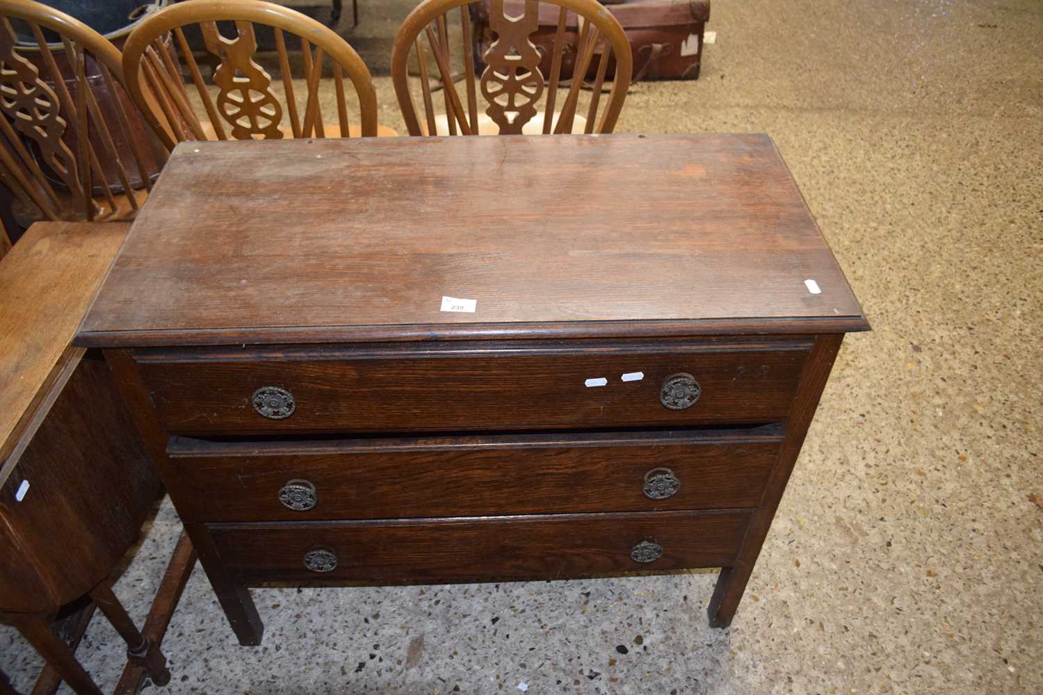 20th Century oak three drawer chest