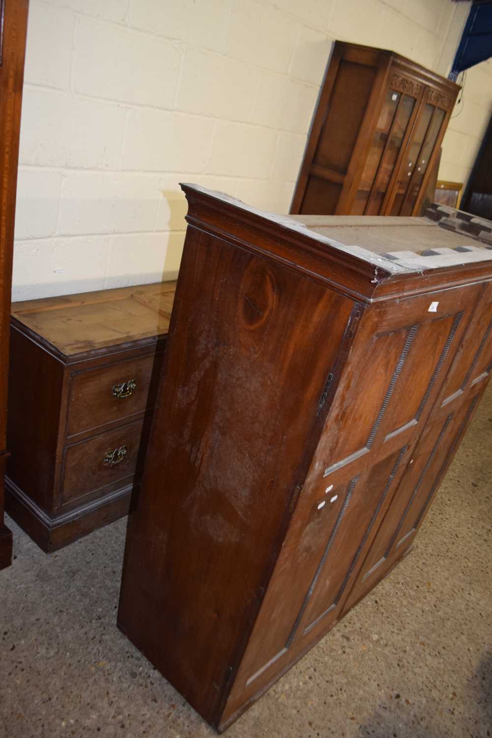 19th Century mahogany wardrobe with two panelled doors over a two drawer base