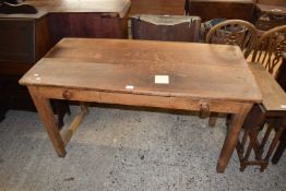 Victorian pine side table with frieze drawers, 136cm wide