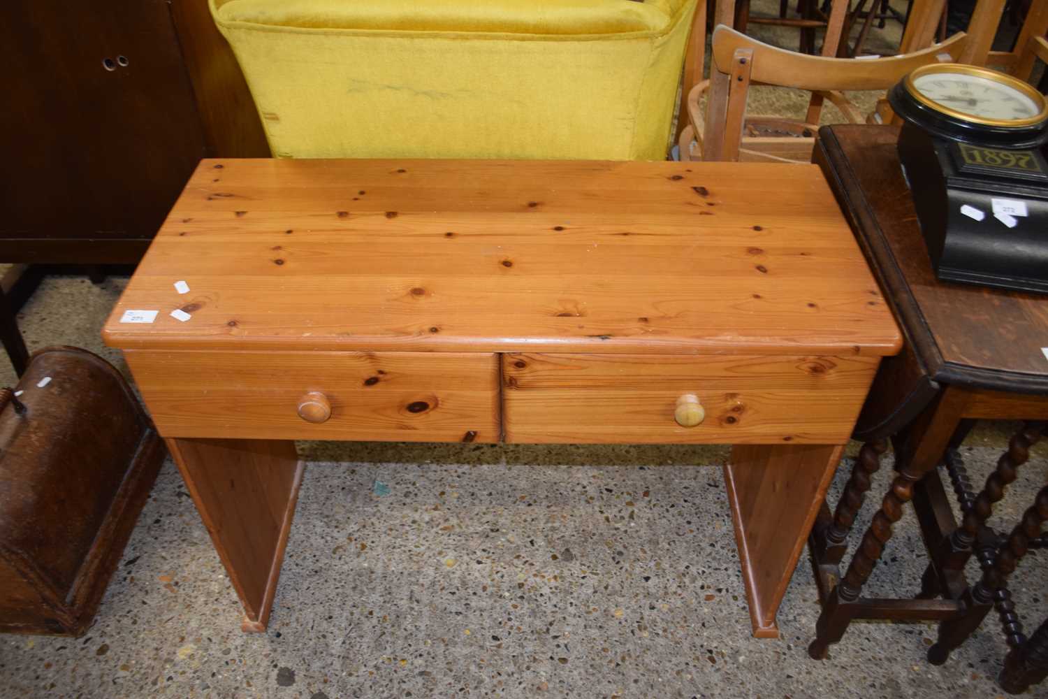 Modern pine two drawer side table