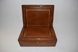 Late 19th or early 20th Century mahogany writing box with leather lined interior