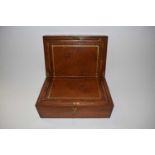 Late 19th or early 20th Century mahogany writing box with leather lined interior