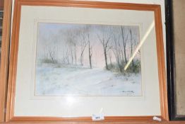 Lesley Jeffries, study of a woodland scene, framed and glazed