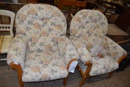 Pair of floral upholstered armchairs