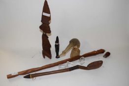 Mixed Lot: Walking stick, horn model of a bird and other items