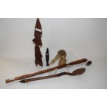 Mixed Lot: Walking stick, horn model of a bird and other items