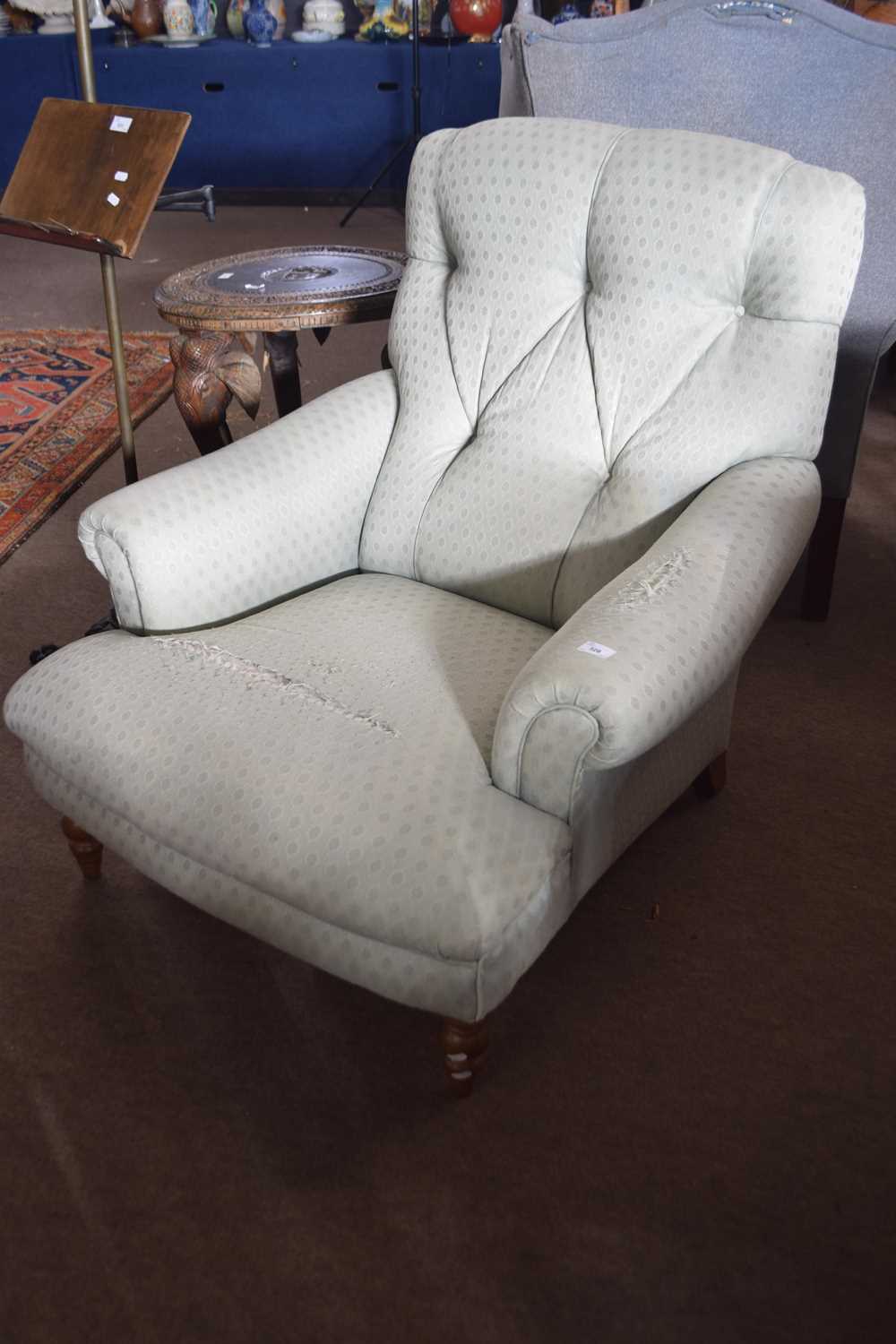 20th Century button upholstered deep seated armchair - for re-upholstery