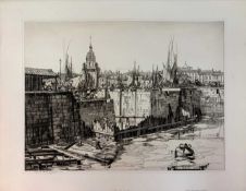 William Washington RBA (1885-1956), 'La Rochelle', engraving, dated 1928, signed in pencil, plate