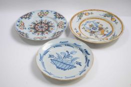3 18th century delft plates